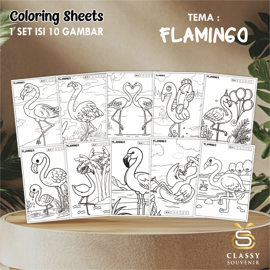 

LEMBAR GAMBAR MEWARNAI ANIMASI ANAK - KERTAS MEWARNAI ANAK 1 SET ISI 10 LEMBAR GAMBAR - COLORING SHEETS FOR KIDS- FLAMINGO