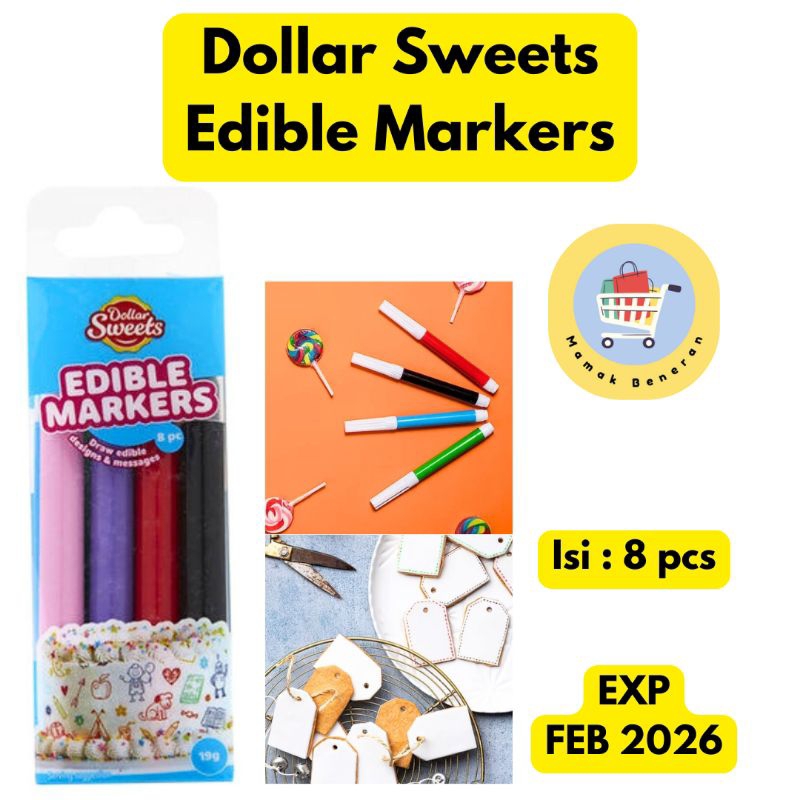 

Edible Pen marker isi 8 pcs / Pena makanan food cake bakery cookies / Spidol gambar food grade dekorasi kue tulisan