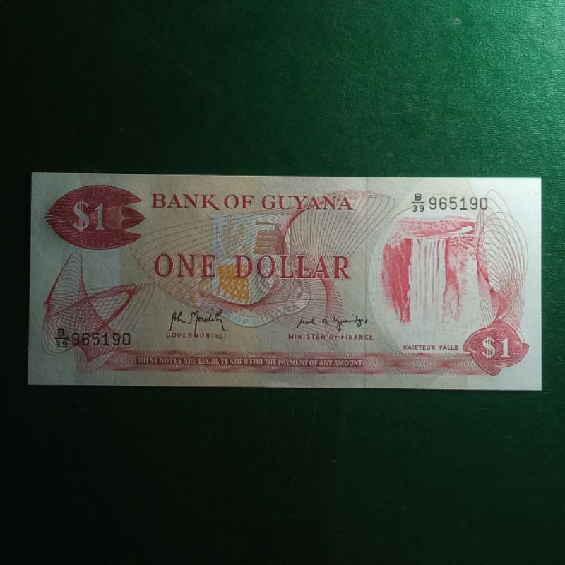 Uang Kertas Kuno Guyana 1 Dollar Tahun 1966 (Uang ini sudah tidak berlaku, hanya untuk koleksi)