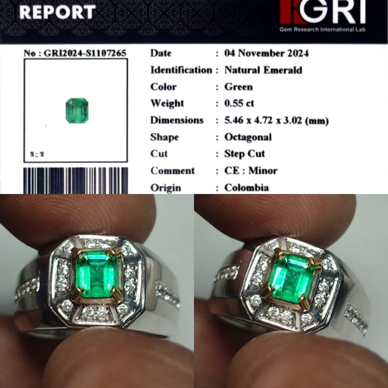 HOT ITEM Natural Emerald Colombia Minor Only Under 1ct GRI Top Crystall Ijo Botol Full Luster Gemeri