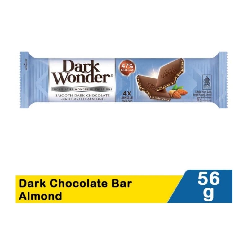 

DARK WONDER Cokelat Hitam Almond Panggang/Cokelat Valentine 56gr (exp oktober 2025)