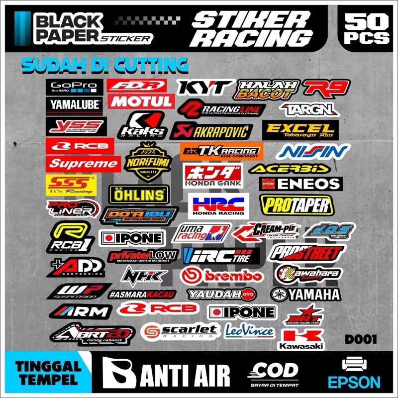 

Sticker pack model 2 tak STIKER RCB / TWO STROKE isi 50 pcs termurah