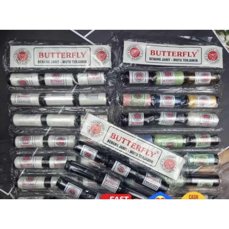 Benang Butterfly/  alat jahit / benang jahit hitam