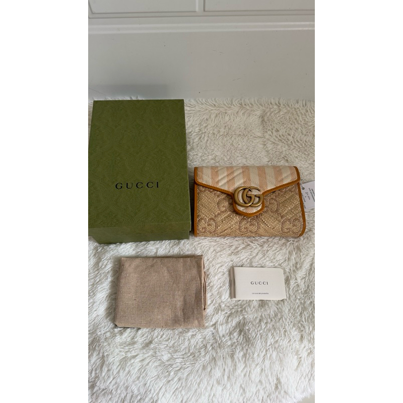 Gucci mini marmont raffia woc authentic