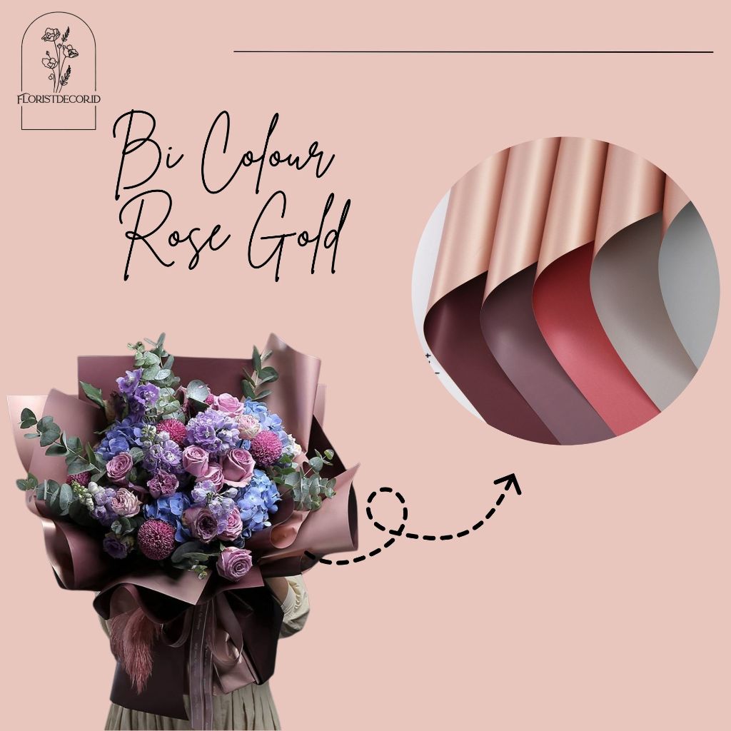 

(SW) ECER BI COLOR ROSE GOLD FLOWER WRAPPING Kertas Bunga Cellophane Dua Warna ROSE Gold Paper