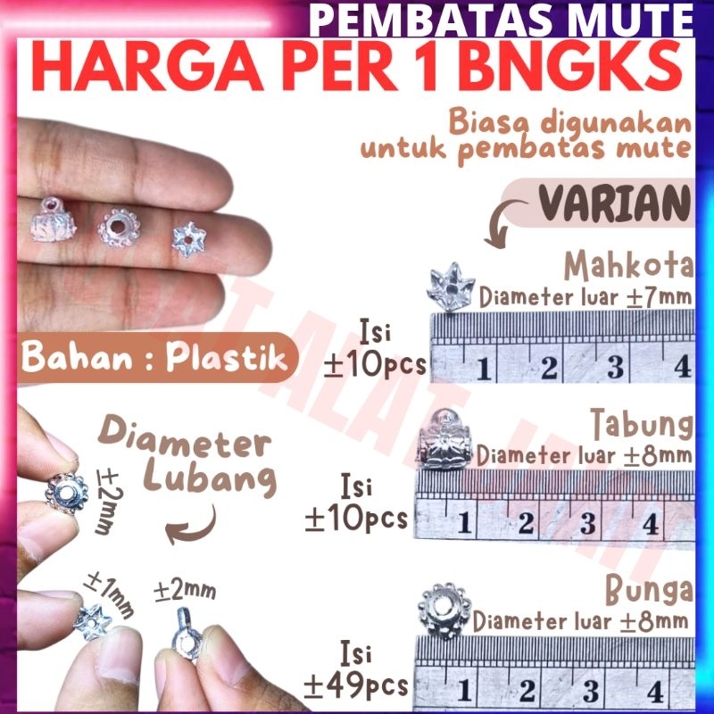 Pembatas mute mute manik manik pembatas gelang charm plastik silver macam bentuk model spacer bulat 