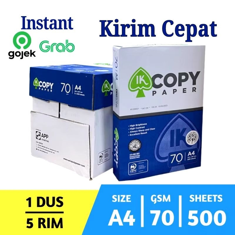 

Kertas HVS A4 70 gr, Ik copy paper 1 Box, Kertas A4 Print, Fotocopy Dipakai sekolah, kantor, kampus
