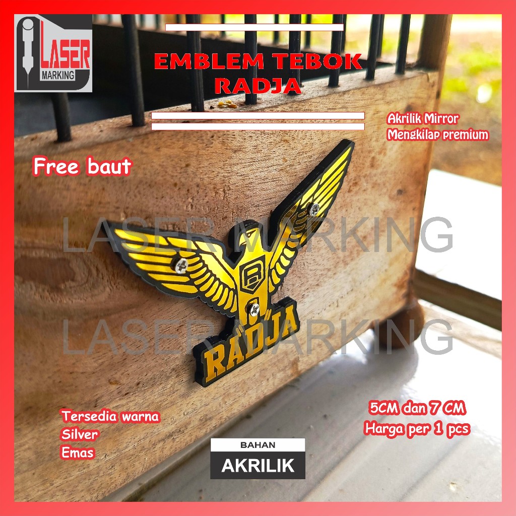 EMBLEM TEBOK RADJA SANGKAR BURUNG BAHAN AKRILIK/ AKSESORIS SANGKAR BURUNG CUSTOM RADJA