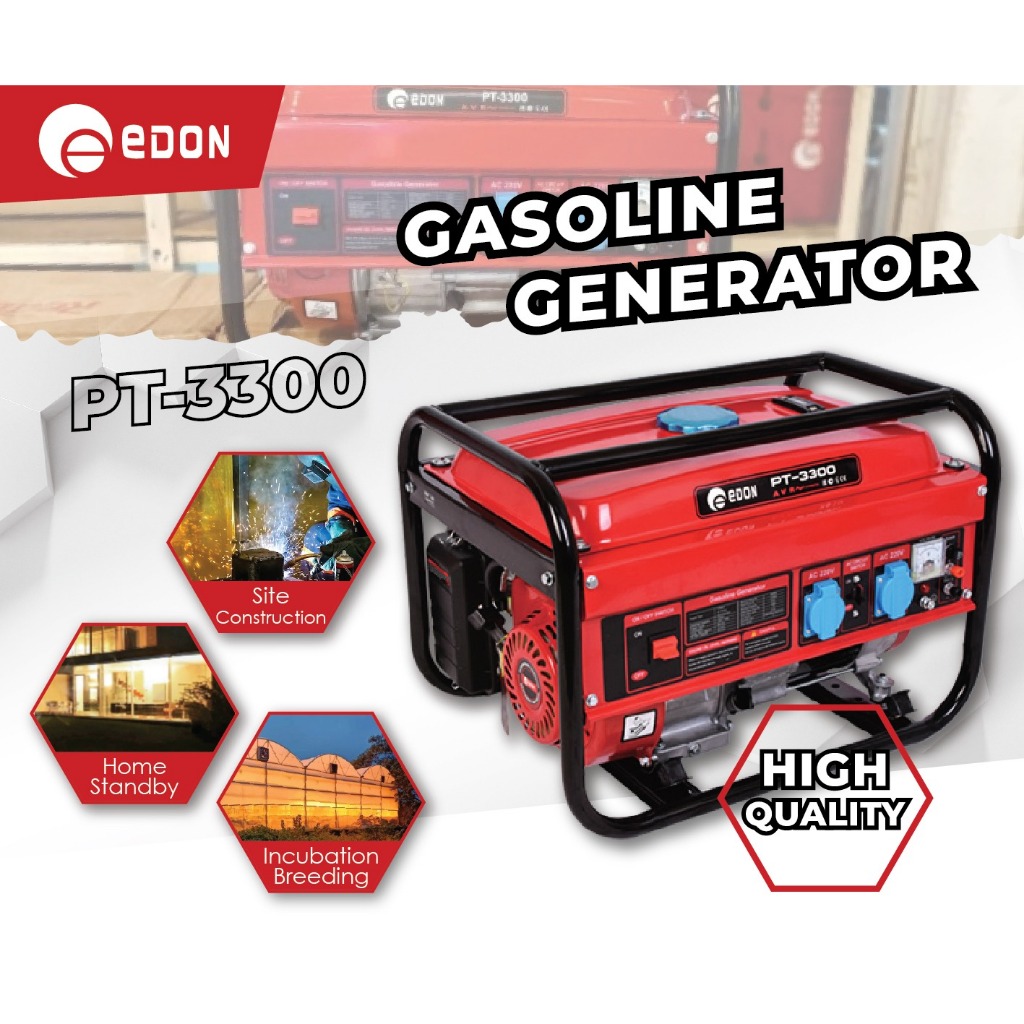 EDON Genset 3000W EDON PT-3300 Power Generator Listrik 3000 Watt Bensin 4 Tak Rumah Kantor PT3300