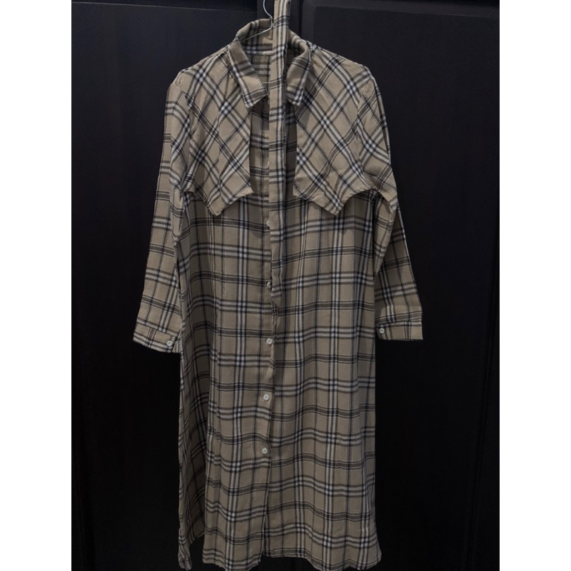 (likenew) Kemeja tunik kotak kotak tali pinggang