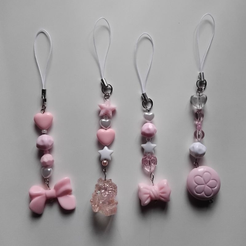 Strap Phone Aesthetic Pink | Gantungan Kunci | Strap Phone | Korean Style