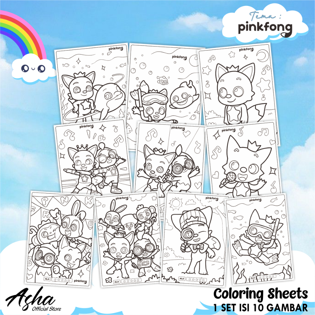 

KERTAS GAMBAR UNTUK ANAK - LEMBAR MEWARNAI ANAK 1 SET ISI 10 LEMBAR GAMBAR PINKFONG UKURAN A5
