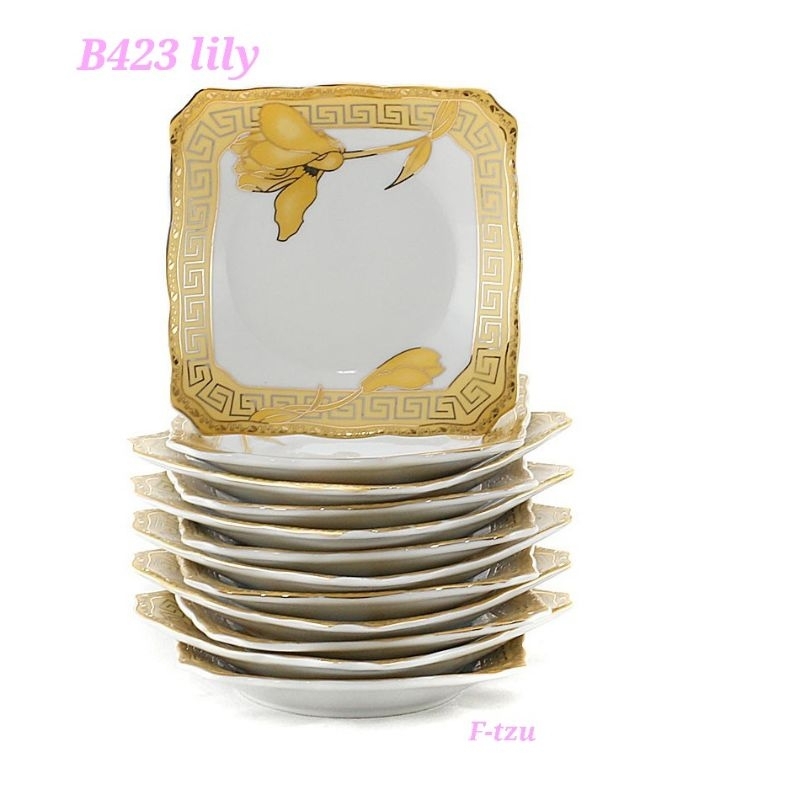 Piring Kue kotak kecil B423 motif lily merek vicenza