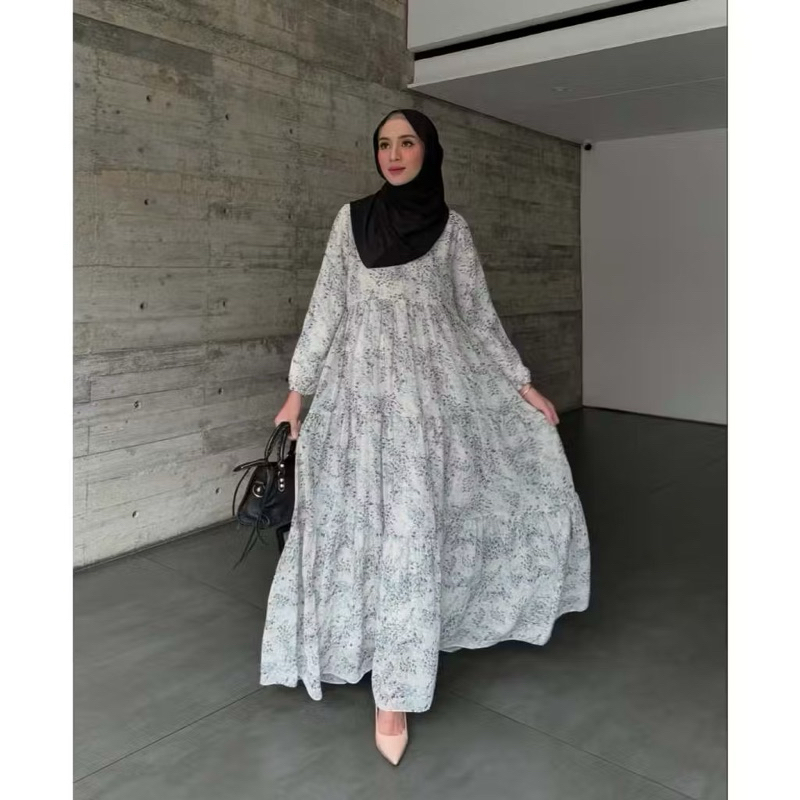 gonegani official - maxi dress motif bunga amara dress ukuran xl