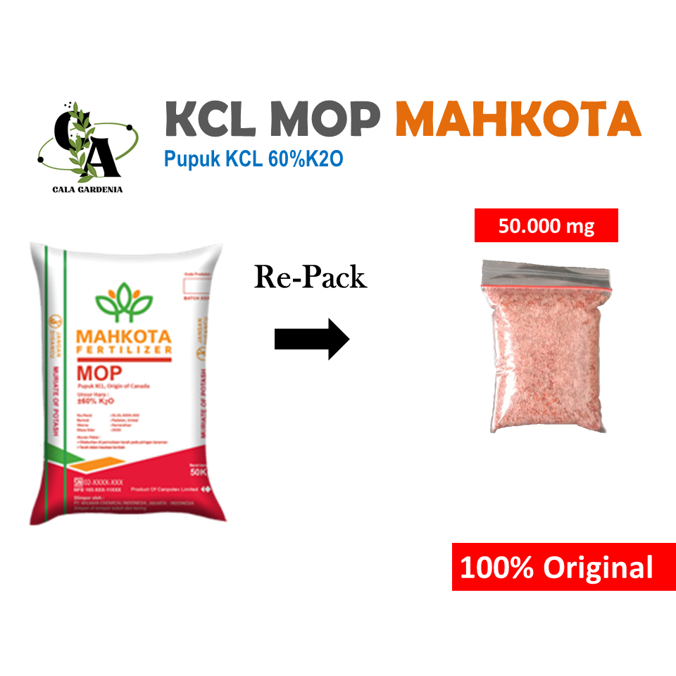 (RE-PACK) 50 GRAM KCL MAHKOTA MOP ORIGINAL CANADA PUPUK KCL MOP MAHKOTA ORIGINAL KEMASA REPACK