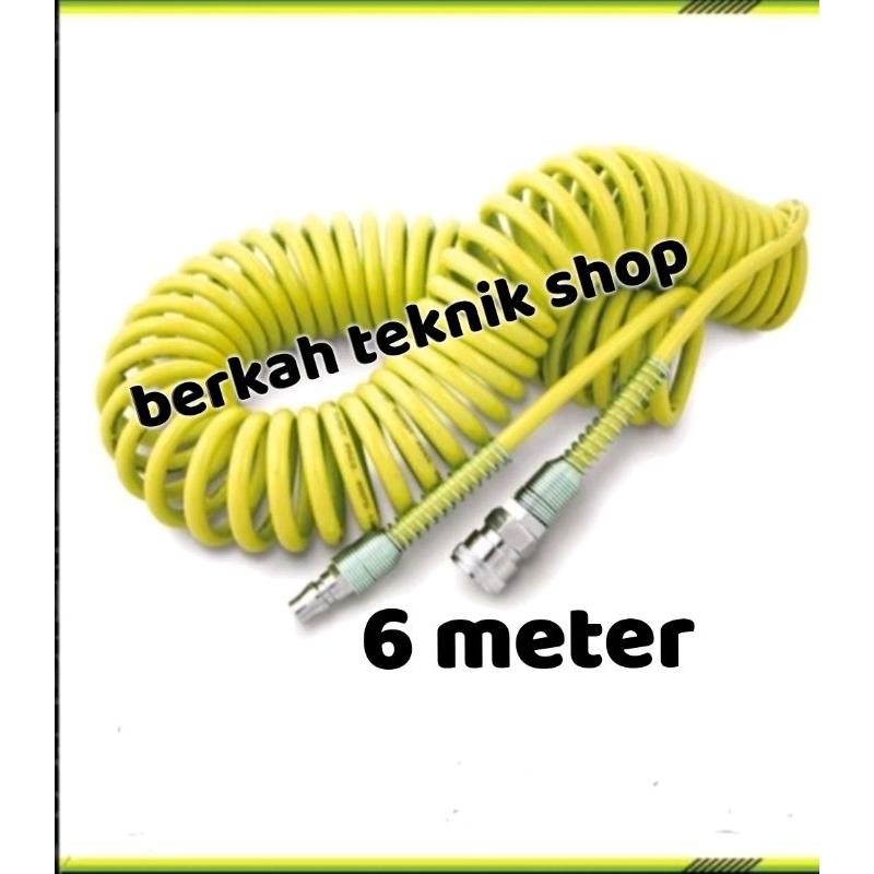 SELANG RECOIL 6 METER TEKIRO KUNING   selang spiral  filter air  kran otomatis kompresor spray gun c