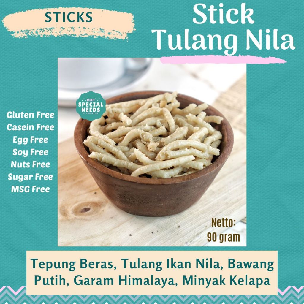 

Stick Tulang Ikan Nila - Gluten Free, Egg Free, MSG Free - Diet Special Needs