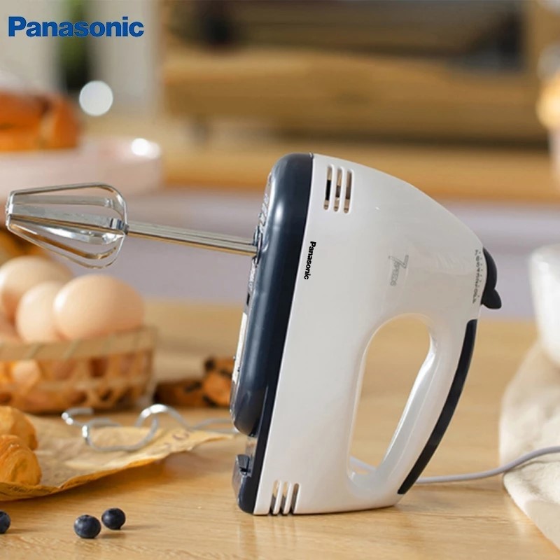 Panasonic Mixer Kue Pengocok Telur Pengaduk Adonan Kue 7 Speed Kocokan rumah listrik 100W tubuh ABS 