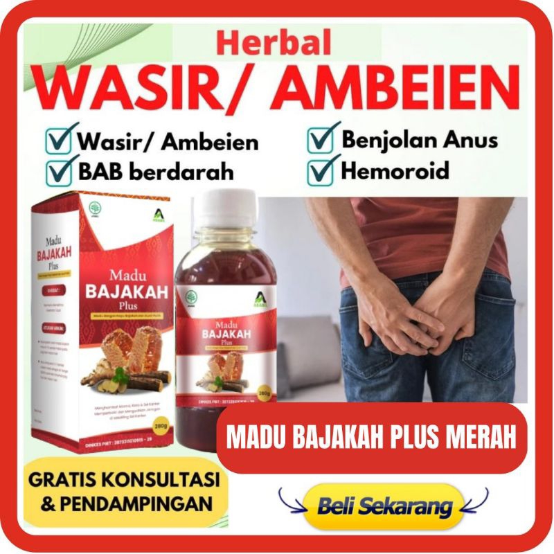 MADU BAJAKAH MERAH 280 GR - MADU BAJAKAH PLUS MERAH OBAT WASIR AMBEYEN DARAH TINGGI HIPERTENSI KOLES