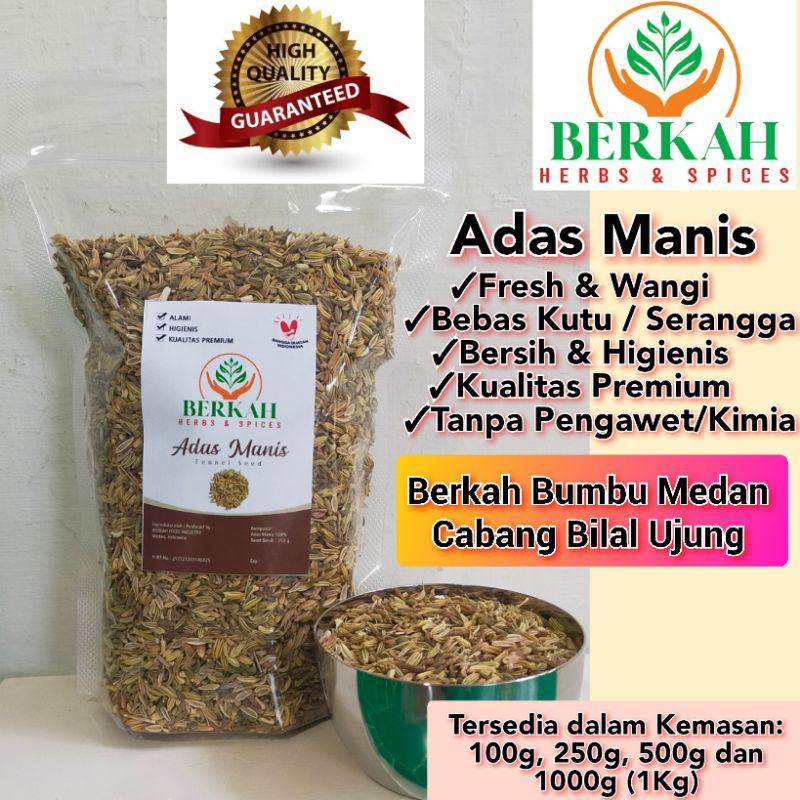 

Adas Manis Berkah 100g 250g Fennel Seeds Kualitas Premium Wangi Halal Tanpa Pengawet