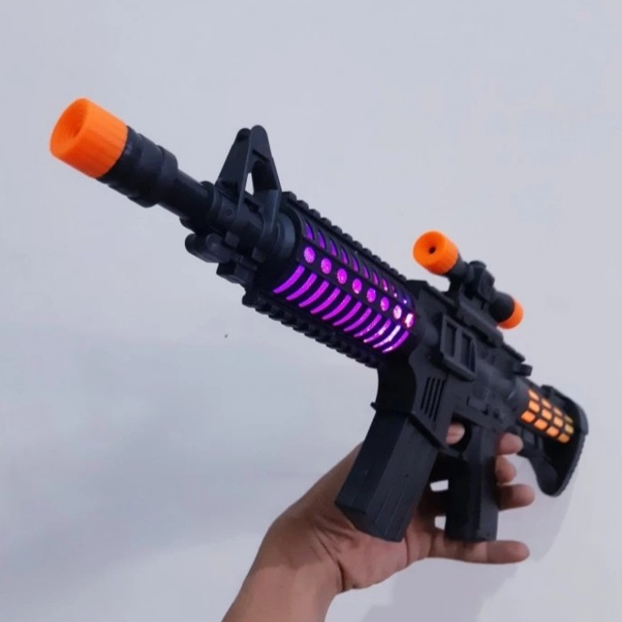 Mainan Anak Tembakan M16 Lampu Dan Suara Senapan AK47