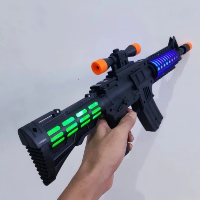 Mainan Tembakan M16 Lampu Dan Suara Senapan AK47 Anak