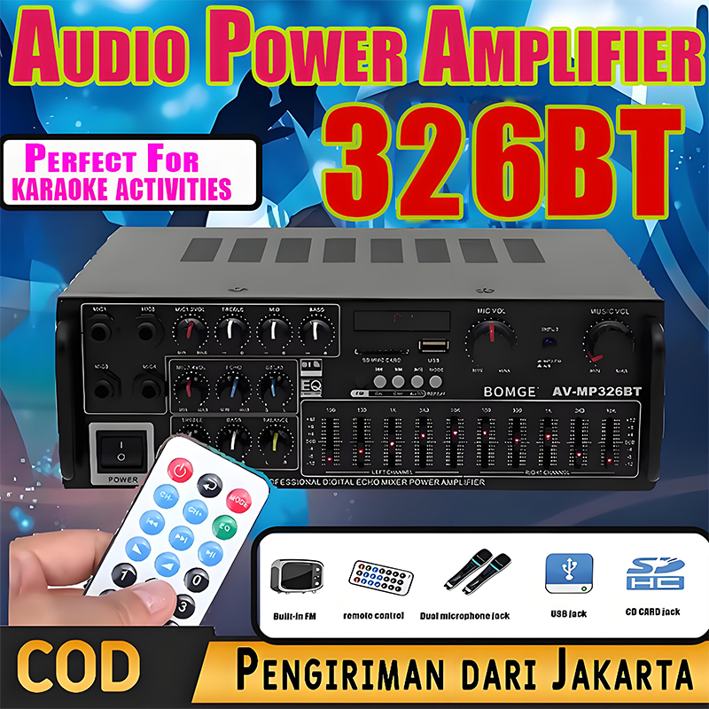 Audio Amplifier Bluetooth Equalizer Karaoke Home Theater  Slot SD Card Remote Control Sunbuck AV-326