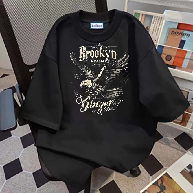 Kaos Distro Brooklyn "Yinger Soul" - Desain Elang Streetwear Edgy Unisex Ukuran Besar Hitam Putih