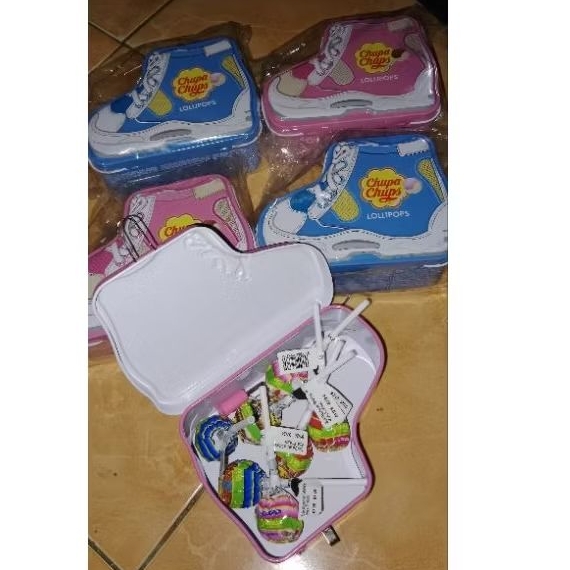 

Permen cupha cups/lollipop cup cup sepatu/Permen chupa chupa kemasan kaleng sepatu
