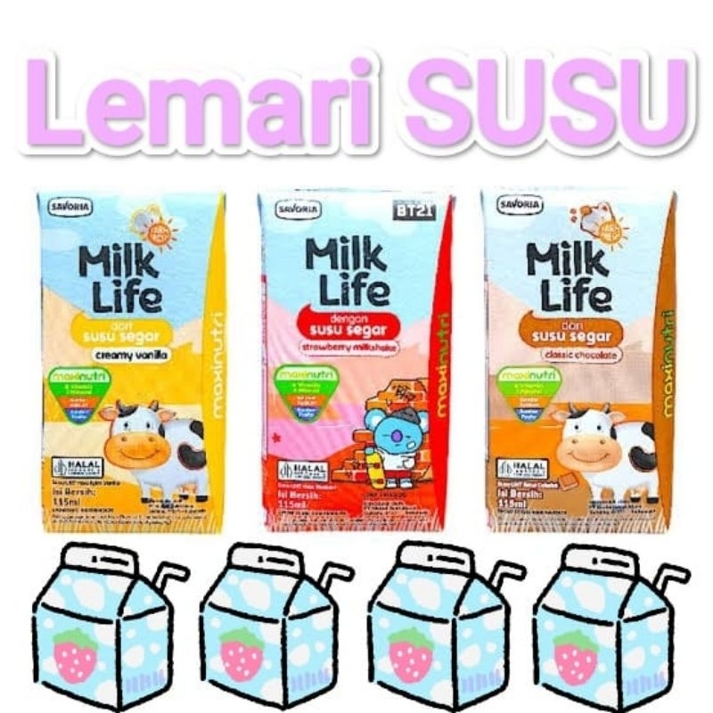 

Milk life uht 115ml GOJEK ONLY-vaniila/strawberry/chocolate