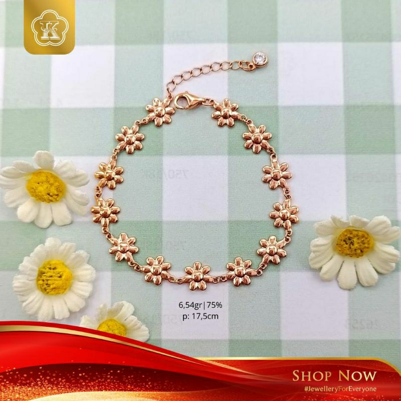 GELANG RANTAI FLOWER ADJUST ROSE GOLD 750
