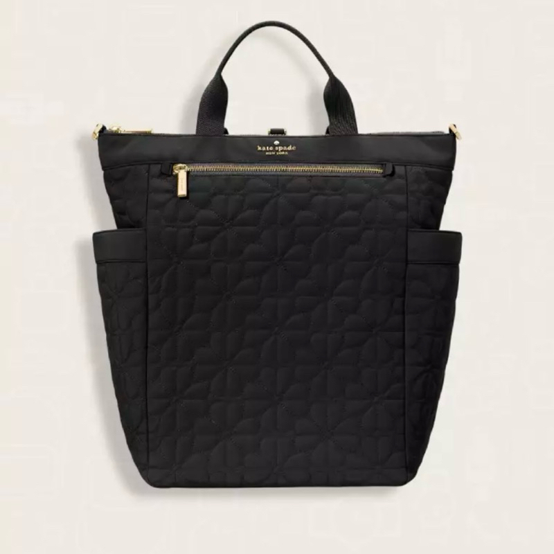 Kate Spade Spade Flower Quilted Fabric Convertible Backpack Black