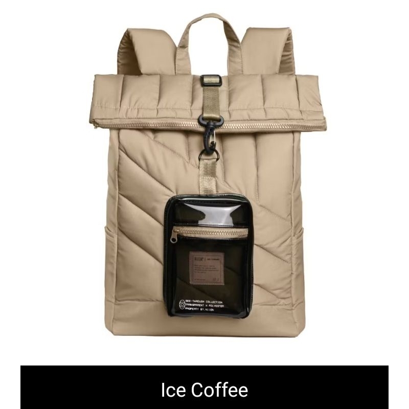 Niion Kaira Puffy Backpack Ransel 15 inch Ice Coffee/Dark Brown