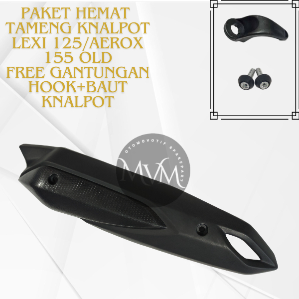 paketan motor yamaha lexi 125 aerox 155 tameng knalpot + baut L + gantungan hook khusus motor lexi 1
