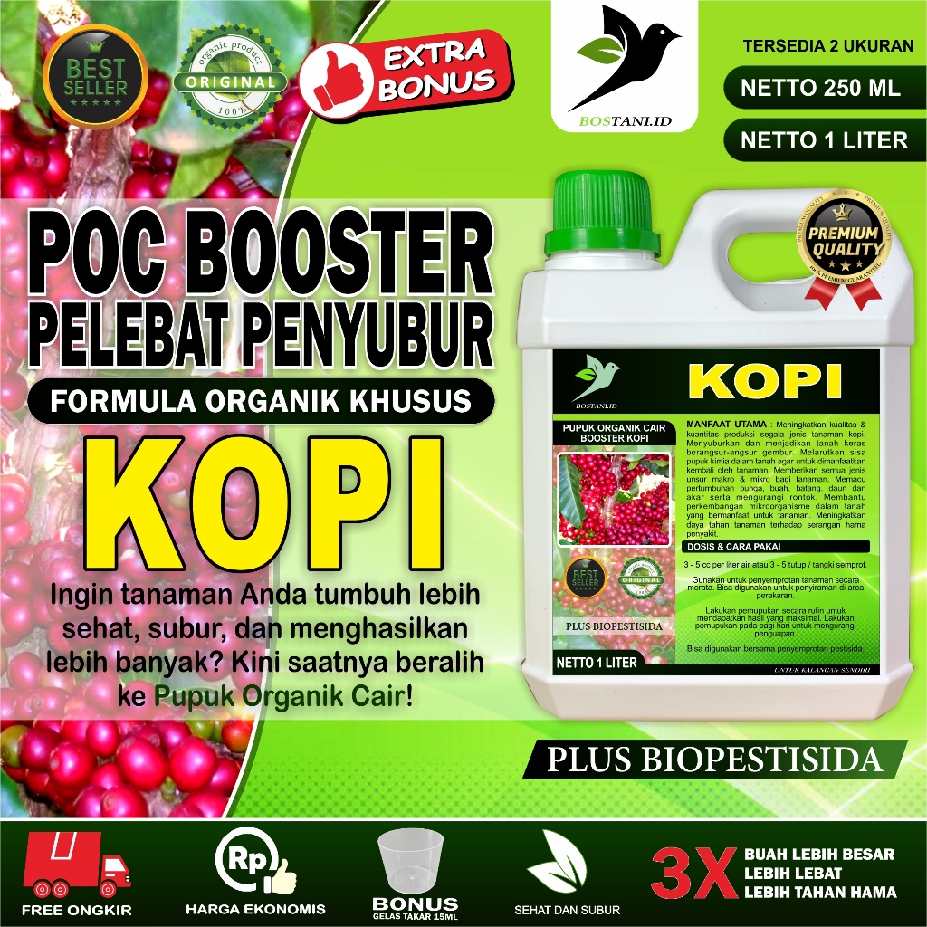 Pupuk Organik Cair Kopi / Booster Kopi / Pupuk Kopi Cair  / Nutrisi Kopi / POC Kopi Kemasan 250ml & 