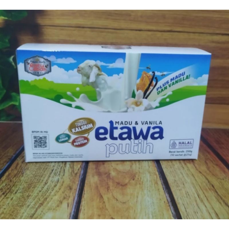 

Susu Kambing Etawa Ratu Lebah Etawa Putih Madu & Vanila 1 Box Isi 10 Sachet