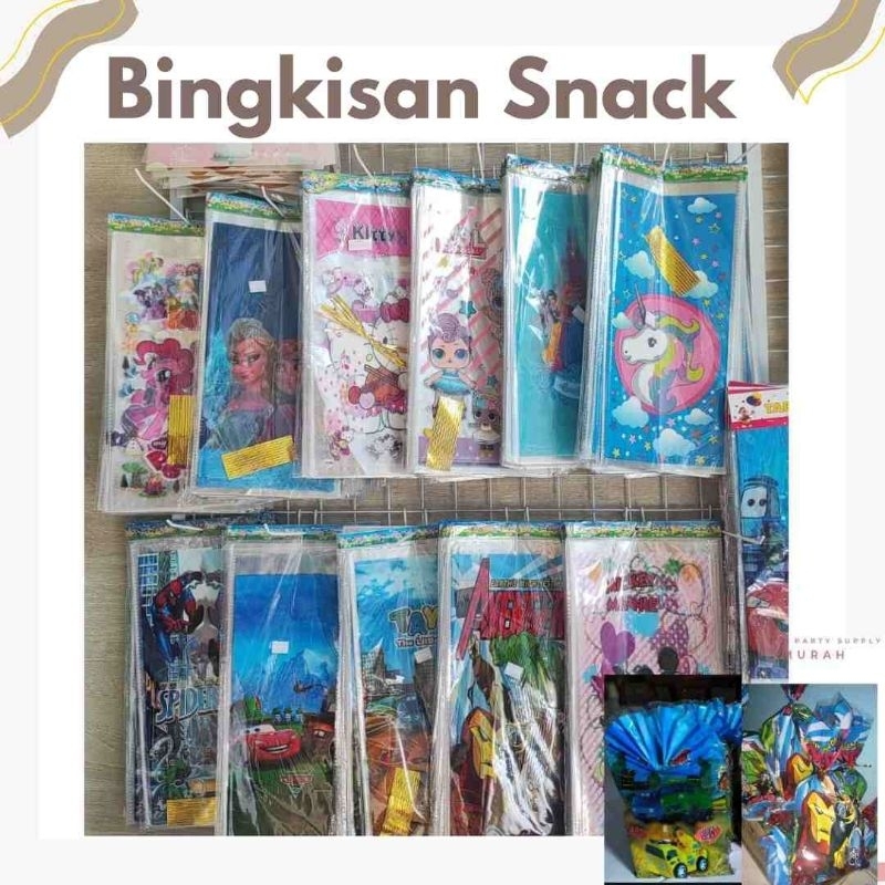 

kantong plastik bingkisan snack ultah hbd ulang tahun karakter / goodie bag ultah uk 20x40