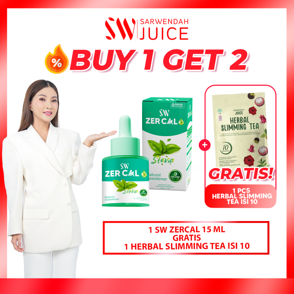 

[ Free Herbal TEH isi 10 bag ] SW Zercal Zero / Serum Stevia Pemanis Alami / Pengganti Gula Batu