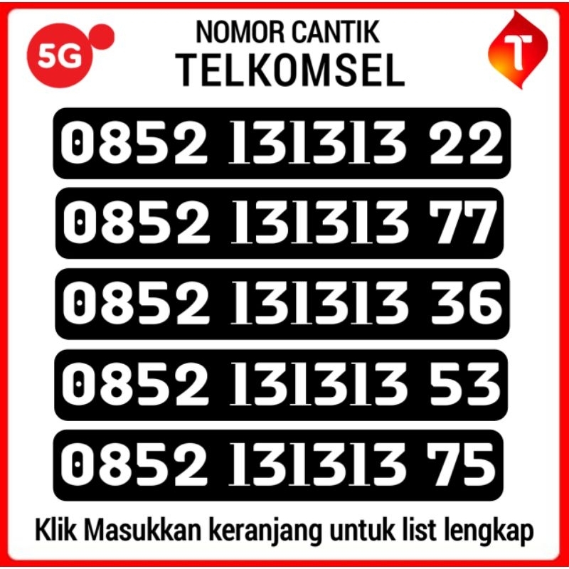 Nomor Cantik Telkomsel Simpati Kartu As 131313 1313