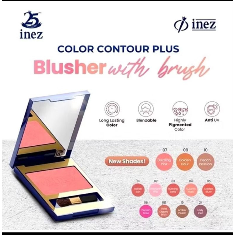 INEZ Color Contour Plus Blusher With Brush||Inez blush on|| blush on inez murah || blush on pigmente