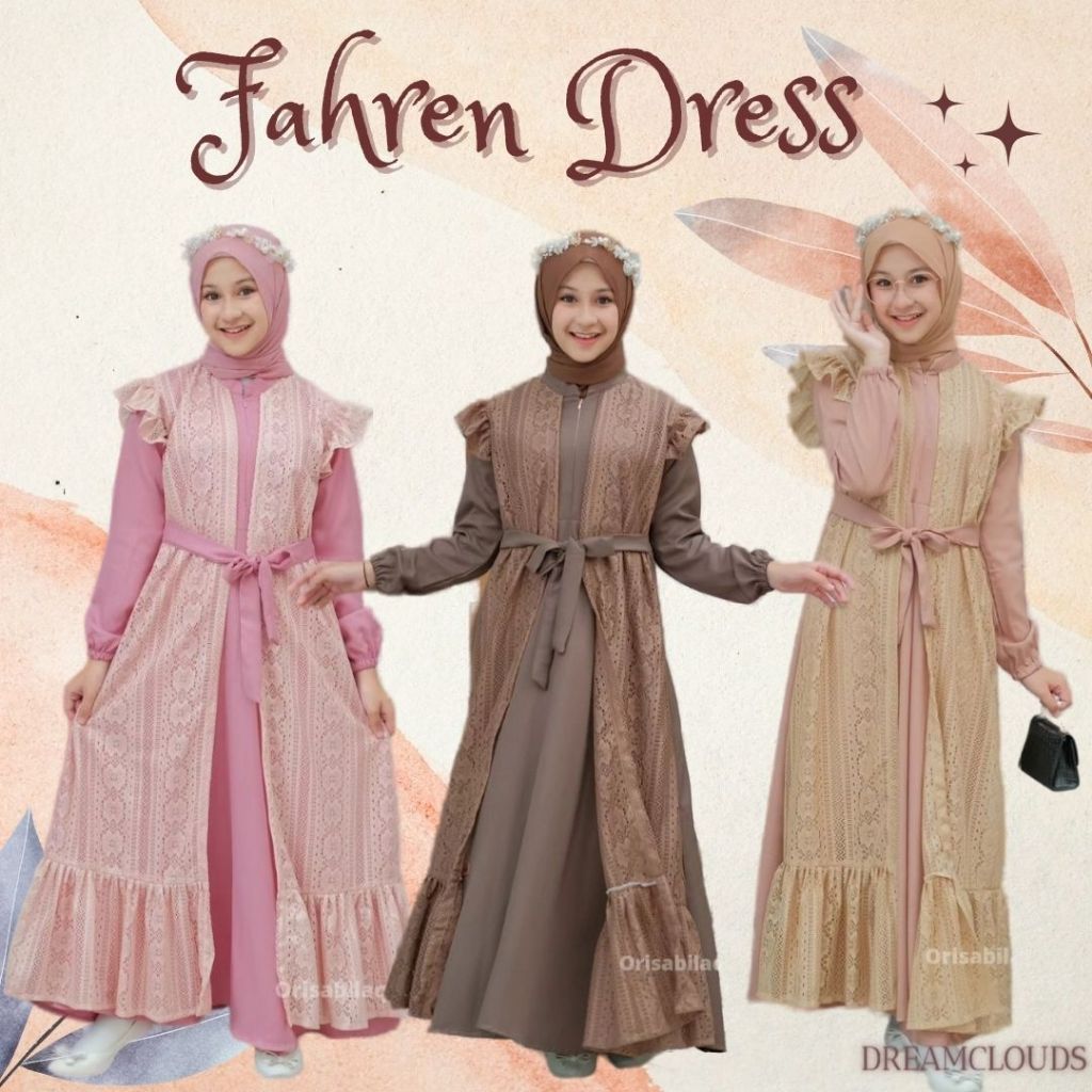 Fahren Dress Gamis Anak Perempuan Usia 11-15 Tahun Gamis Kondangan / Gamis Anak 12 Tahun Korean
