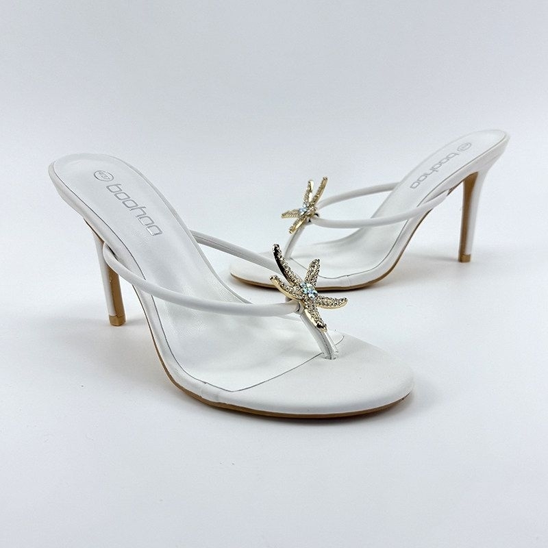 10cm Elegant Putih Sandal high heels Sepatu wanita Impor V4012