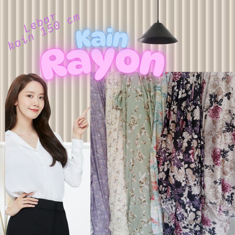 kain katun rayon viscose premium motif meteran (harga 0,5 m), bahan katun rayon, daster, piyama, cel