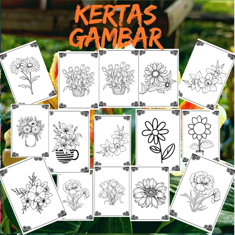 

Isi 15 lembar mewarnai tema bunga ukuran A4 untuk anak anak belajar mengambar