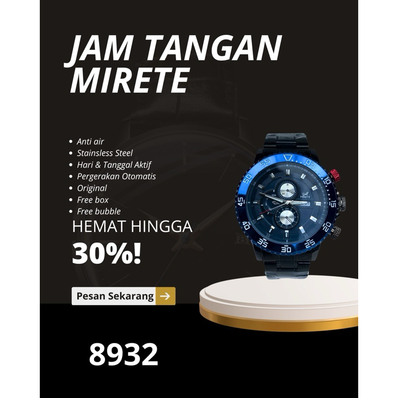 MIRETE Jam Tangan Pria Sport Anti Air Original