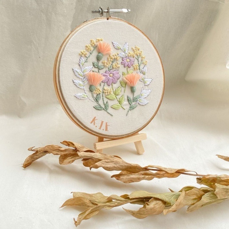 Paket lengkap sulam menyulam benang EMBROIDERY KIT PACKAGE TASSFLO PASTEL