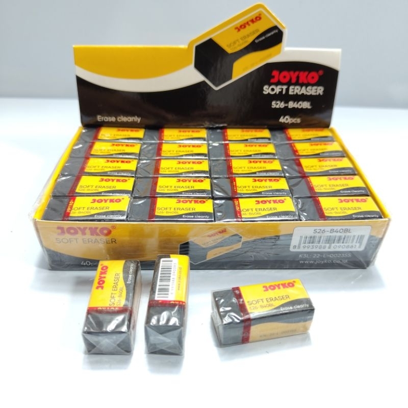 

Ay00! 1 Box 40 Pcs Penghapus Pensil Hitam Pendek Joyko 526-B40BL