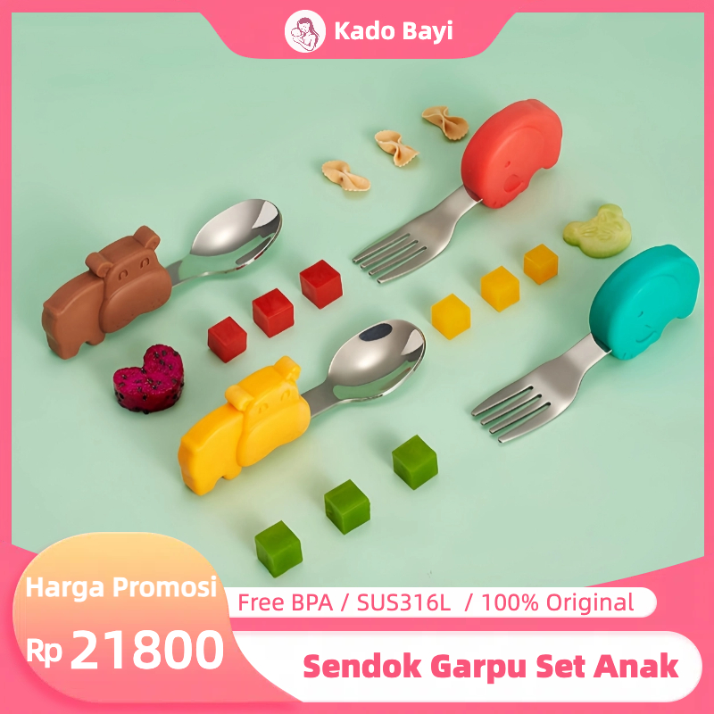 Sendok Garpu Set Anak/Sendok Stainless Bayi Bpa Free/Sendok Garpu Anak 1 Tahun/Sendok Makan Stainles