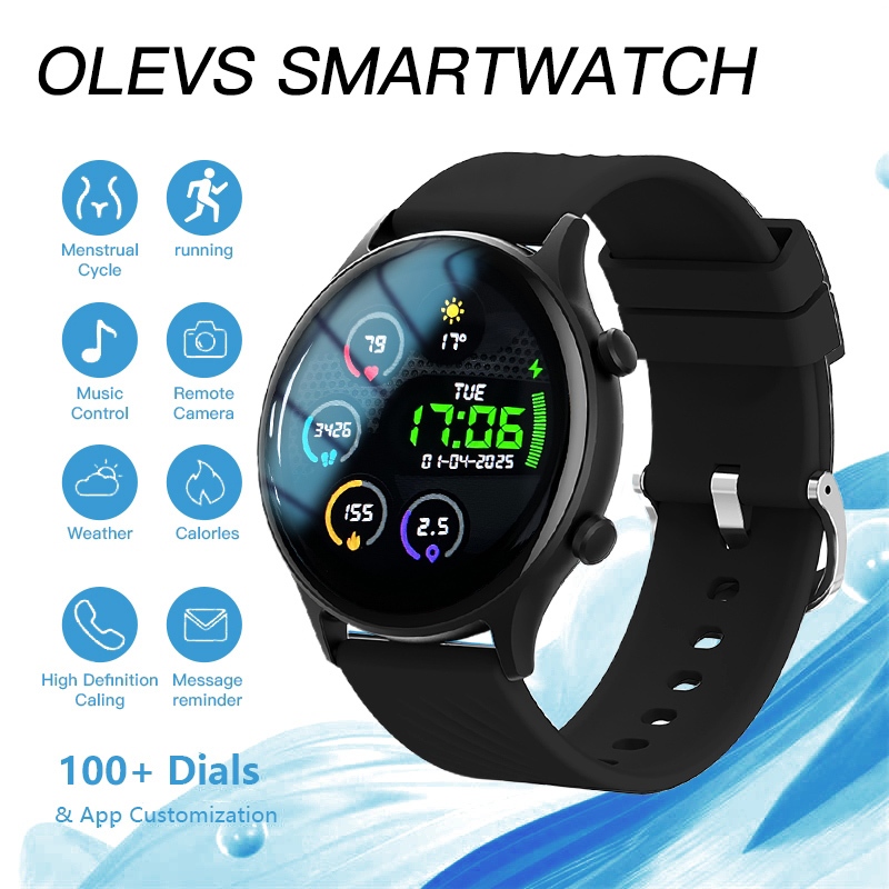 OLEVS Jam Tangan Pria Wanita Original Anti Air Smartwatch Multifungsi Watch