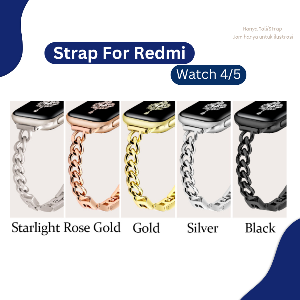 Small Denim Chain Strap for Redmi Watch 4 Redmi Watch 5 Redmi Watch 6 Xiaomi Band 8 Pro Xiaomi Band 